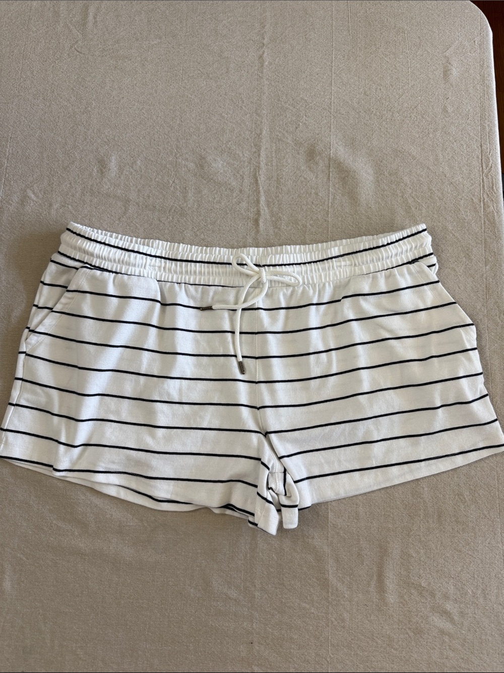 PARKE Striped White and Black Pull-On Women’s Shorts